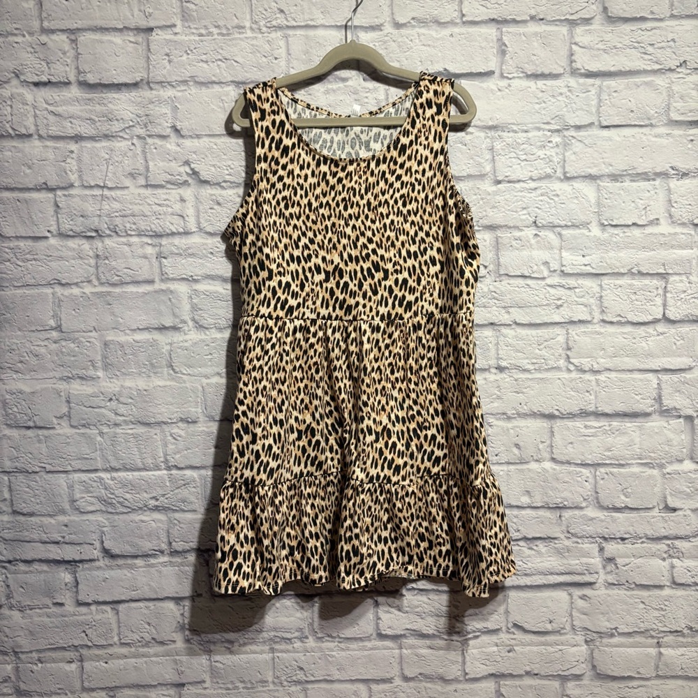 New Love, Fire Leopard Print Sleeveless Kids Dress Large